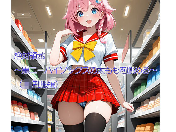絶対領域〜黒ニーハイソックスの太ももを眺める〜（JK制服編）縦型