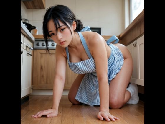 裸にエプロンや洋服にエプロンのお姉さん（セリフなし  AI画像集）