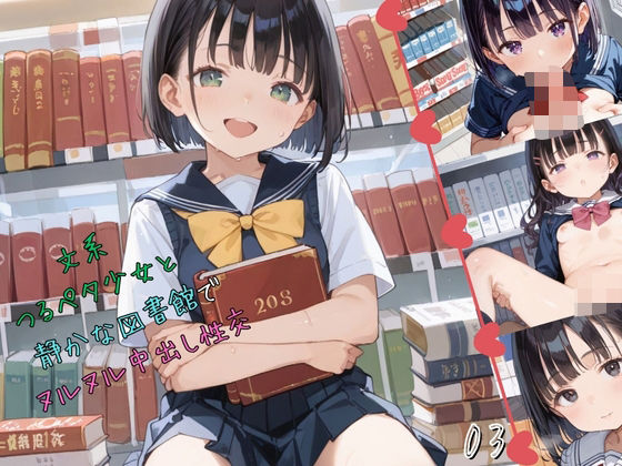 文系つるぺた少女と静かな図書館でヌルヌル中出し性交03