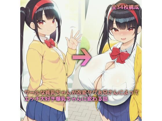 クールな貧乳ちゃんが改変タグお兄さんによってエッチ大好き爆乳ちゃんに変わる話