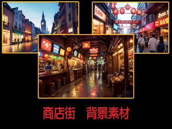 商店街  背景素材