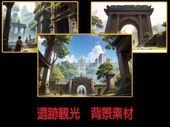 遺跡観光  背景素材