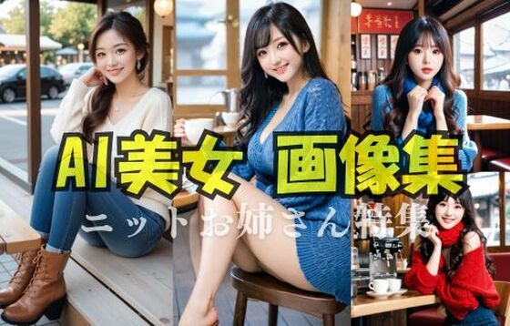 【AI美女画像集】カフェにいる綺麗なニットお姉さん編 たっぷり153ページ！