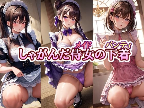 しゃがんだ侍女（メイド）の下着（パンティ）