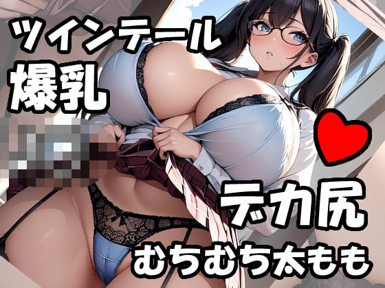 階段でデカ尻むちむち太ももとパンツを見せてくる爆乳ツインテールJK