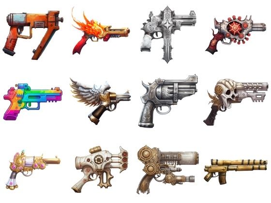 【銃のアイコンセット】著作権フリーの高解像度画像（100枚）