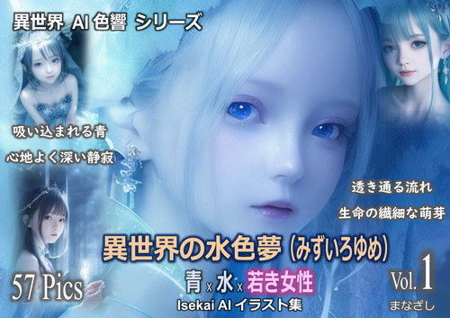 異世界の水色夢 青 × 水 × 若き女性