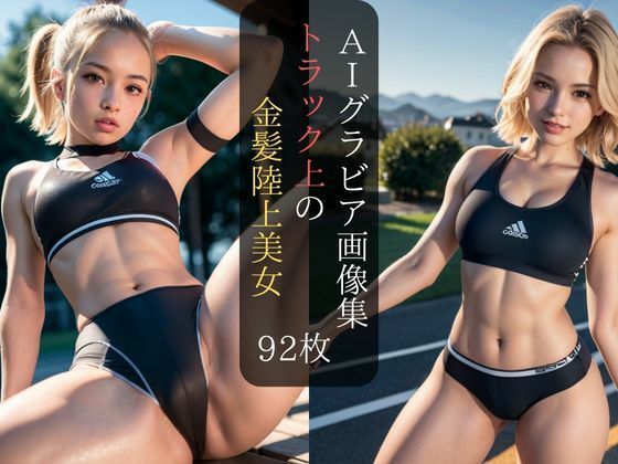 【92枚】AIグラビア画像集 トラック上の金髪陸上美女集