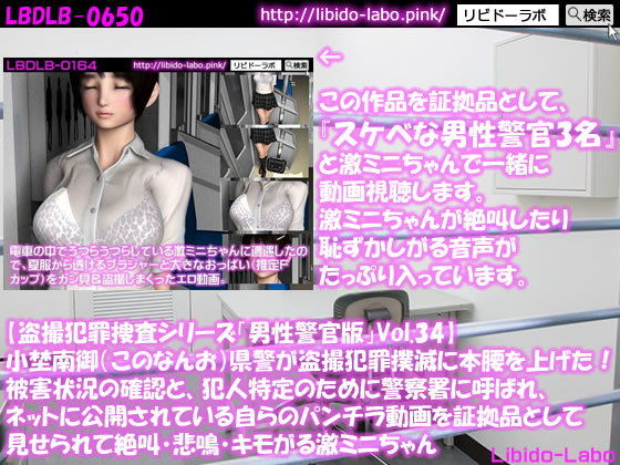 ◎【盗撮犯罪捜査シリーズ男性警官版Vol.34】小埜南御（このなんお）県警が盗撮犯罪撲滅に本腰を上げた！被害状況の確認と、犯人特定のために警察署に呼ばれ、ネットに公開されている自らのパンチラ動画を証拠品として見せられて絶叫・悲鳴・キモがる激ミニちゃん
