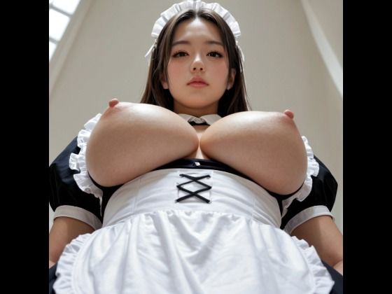 爆乳メイドを下から見上げる（セリフなし  AI画像集）